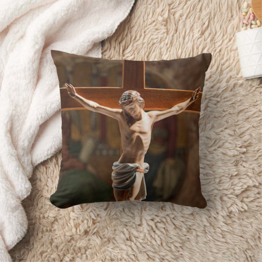 十字枕の上のイエス クッション (ブランケット)