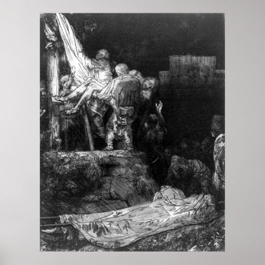 十字架からの降下Torchlight - Rembrandt ポスター (正面)