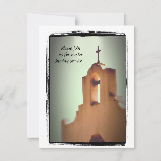 十字架が付いた礼拝堂 イースター サンデー ご招待 招待状 (正面)