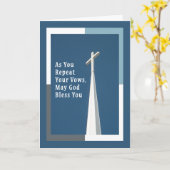 十字架でディーコンになれたお祝い カード (黄色い花)