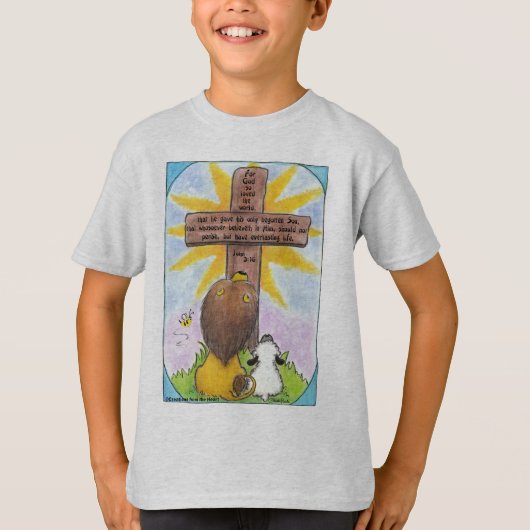 十字架でライオンと子羊 Tシャツ (正面)