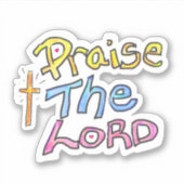 十字架で主キリスト教の引用文を褒める シール (正面)