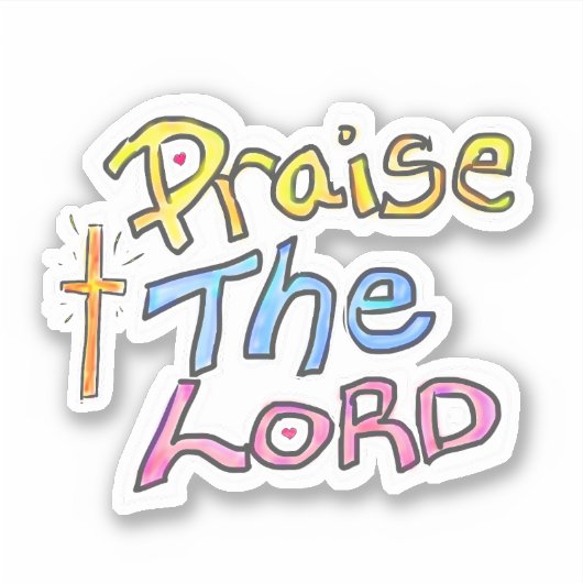十字架で主キリスト教の引用文を褒める シール (正面)