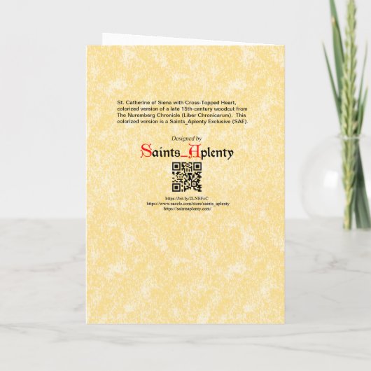 十字架で覆われたハートを持つシエナの聖キャサリン カード (裏面)