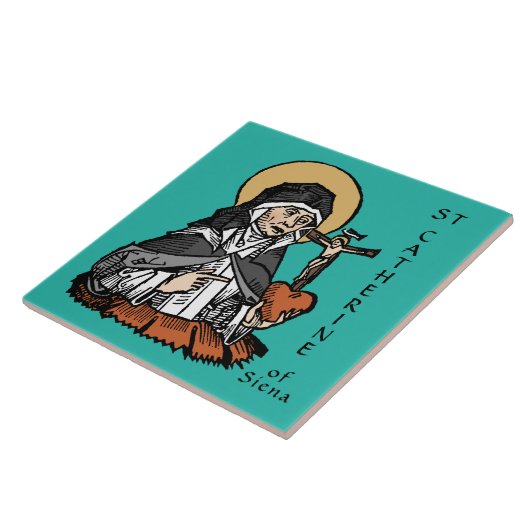 十字架で覆われたハートを持つシエナの聖キャサリン タイル (側面)