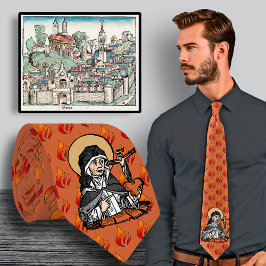 十字架で覆われたハートを持つシエナの聖キャサリン ネクタイ