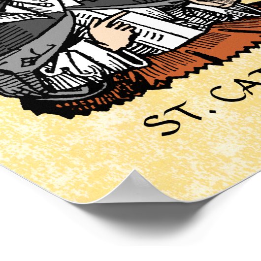 十字架で覆われたハートを持つシエナの聖キャサリン ポスター (角)