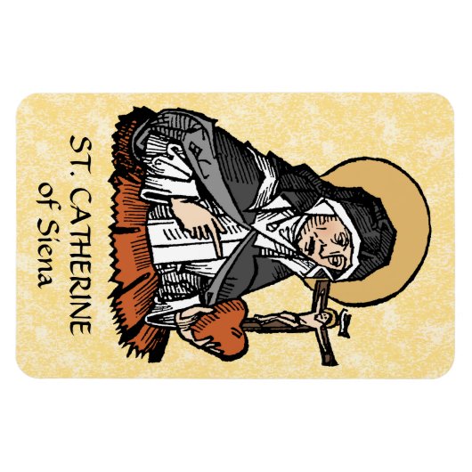 十字架で覆われたハートを持つシエナの聖キャサリン マグネット (横)