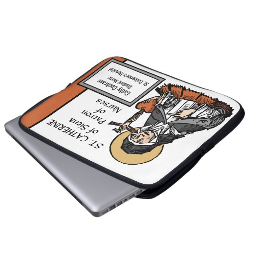 十字架で覆われたハートを持つシエナの聖キャサリン ラップトップスリーブ (正面下部)