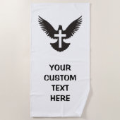 十字架で鳩 ビーチタオル (正面)