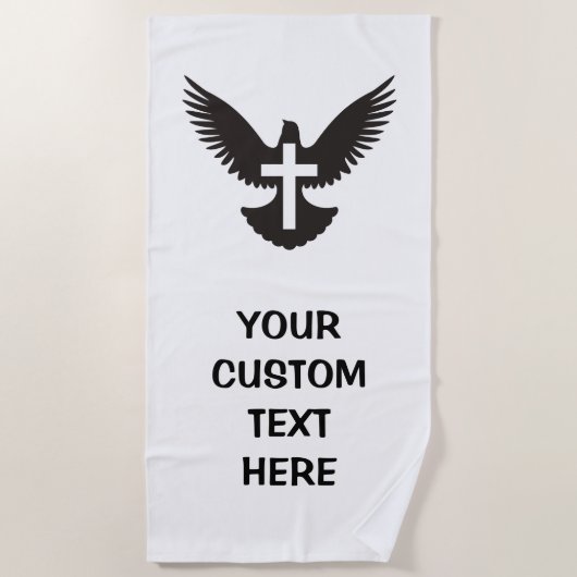十字架で鳩 ビーチタオル (正面)