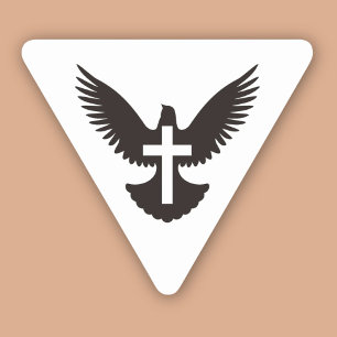 十字架で鳩 三角形シール