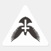 十字架で鳩 三角形シール (正面)