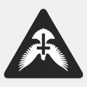 十字架で鳩 三角形シール (正面)