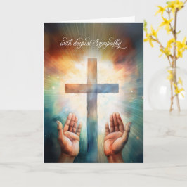 十字架とともに神に捧げる祈りの手 シンパシーカード カード