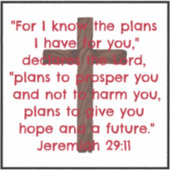 十字架とエレミヤ29:11聖書の詩 シール (正面)