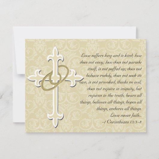 十字架とゴールドの輪 結婚式の招待状(Save the Date)カード セーブザデート (裏面)