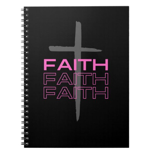 十字架とピンクの信仰の言葉 ノートブック (正面)