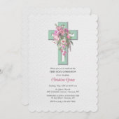 十字架とフローラカスケード宗教招待状 招待状 (正面/裏面)