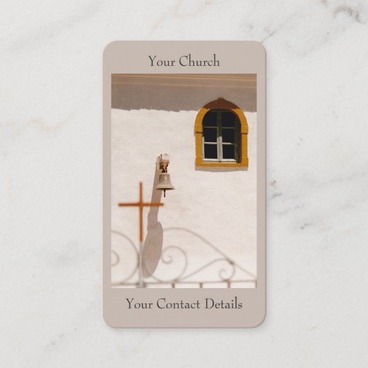 十字架とベルパクソスを持つギリシャの島教会 名刺 (正面)