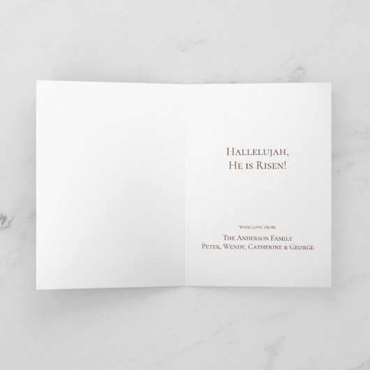 十字架とユリでこのイースターカードをパーソナライズ サンキューカード (内部)