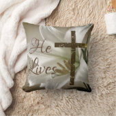 十字架とリリー・イースターに住む クッション (ブランケット)