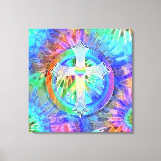 十字架と平和サイン キャンバスプリント (正面)