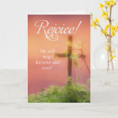 十字架と枝を持つイースターの司祭 カード (黄色い花)