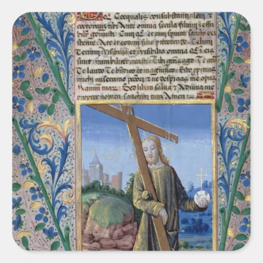 十字架と球体を持つキリスト スクエアシール (正面)