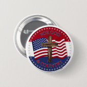 十字架と米国旗を持つ神と国 缶バッジ (正面&裏面)