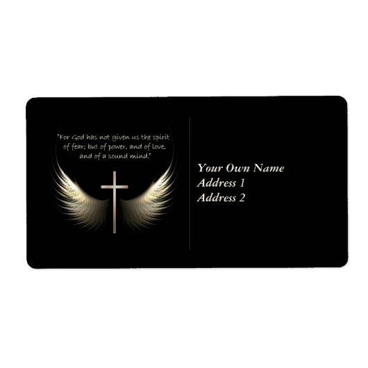 十字架と聖なる書物、 経典の聖霊の翼 ラベル (正面)