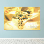 十字架と聖書の引用文 – キリスト教 キャンバスプリント (インサイチュ (ウッドフロア))