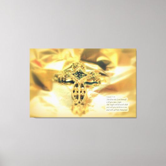 十字架と聖書の引用文 – キリスト教 キャンバスプリント (正面)