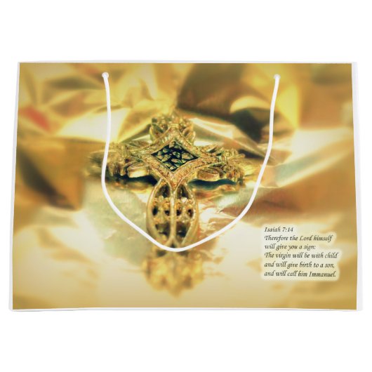 十字架と聖書の引用文 – キリスト教 ラージペーパーバッグ (正面)