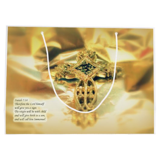 十字架と聖書の引用文 – キリスト教 ラージペーパーバッグ (裏面)