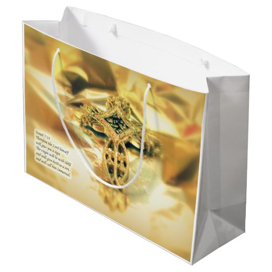 十字架と聖書の引用文 – キリスト教 ラージペーパーバッグ (裏面アングル)