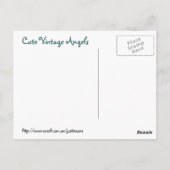 十字架と花の付いたかわいい天使 ポストカード (裏面)