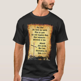 十字架と飼葉桶 John 3:16 Tシャツ