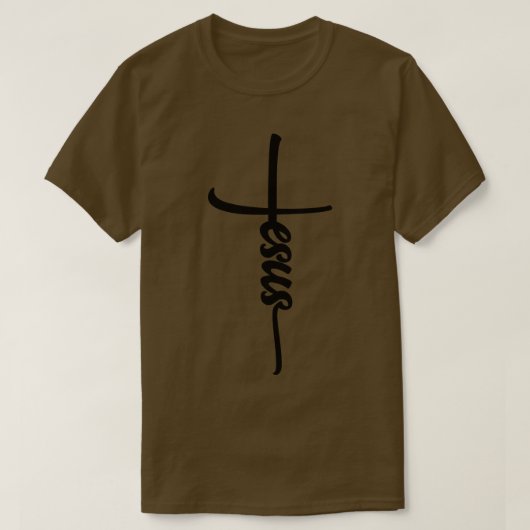 十字架と黒の文字 Tシャツ (デザイン正面)