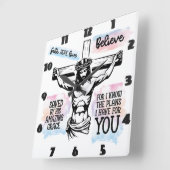 十字架につけられたイエス スクエア壁時計 (傾斜)