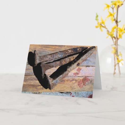 十字架につけられた爪、 ネイルグリーティングカード カード (黄色い花)