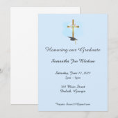 十字架によるキリスト教の卒業発表 招待状 (正面/裏面)