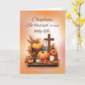 十字架による宗教的感謝祭 カード (黄色い花)