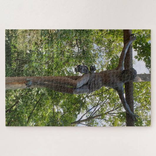 十字架に乗っぶら下がったた十字架イエス·キリスト ジグソーパズル (横)