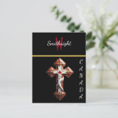 十字架に包まれた楓の葉 ポストカード (スタンド正面)