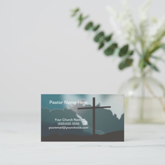 十字架のある牧師の教会 名刺 (スタンド正面)