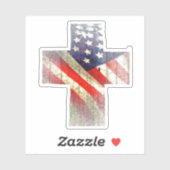 十字架のアメリカ国旗 シール (シート)