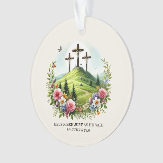 十字架のイエス彼はイースターを復活させた オーナメント (正面)