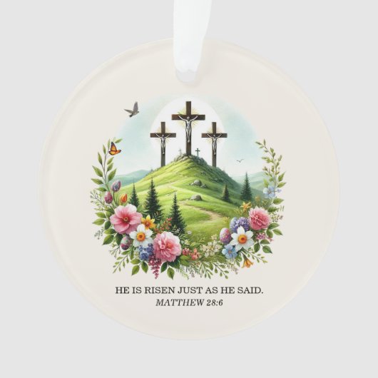 十字架のイエス彼はイースターを復活させた オーナメント (正面)