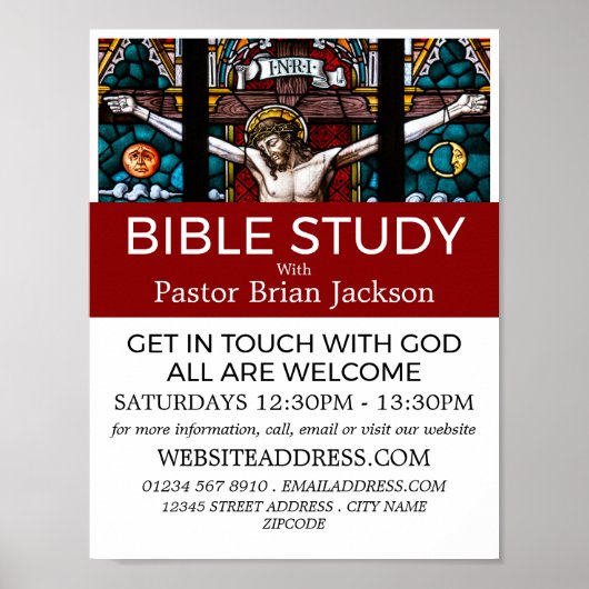 十字架のイエス、キリスト教聖書クラスの広告 ポスター (正面)